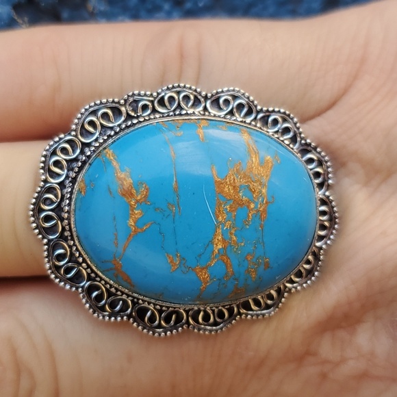 New Copper Turquoise 925 Silver Ring. - Picture 1 of 16